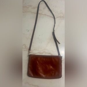 Fossil Soft Tan Leather Toaster Adjustable Strap Crossbody Bag Handbag Purse